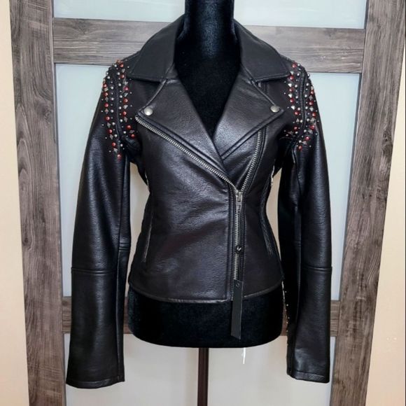 Blank NYC Jackets & Blazers - 𝅺black NYC Vegan Leather Studded  Moto Jacket XS